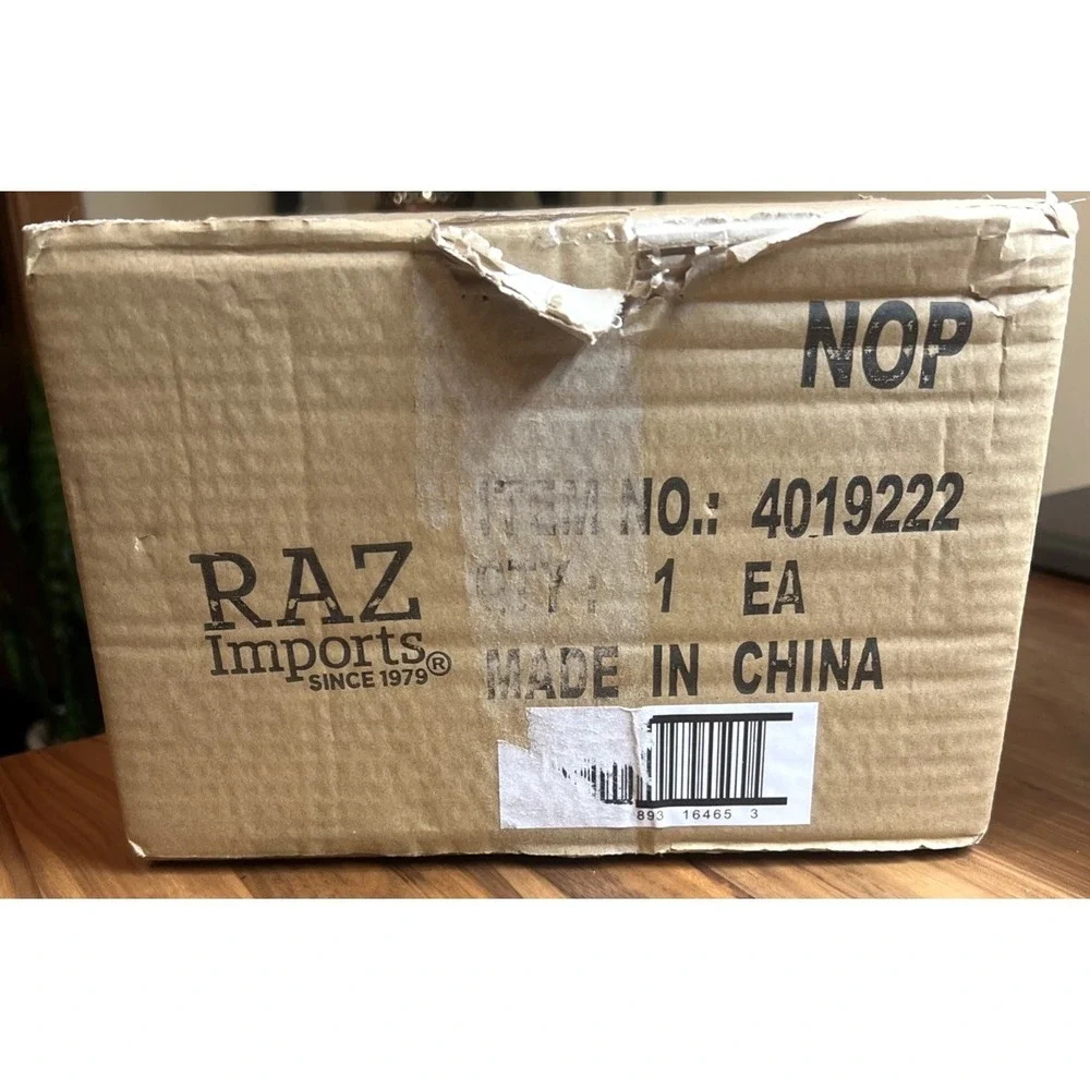 RAZ Imports Green Ceramic Lighted Christmas Tree Multi Color Batteries